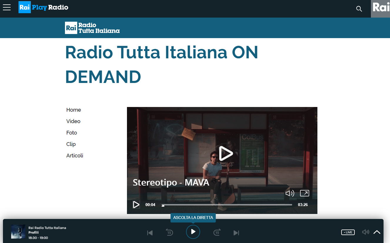 Mava su RAI Radio Tutta Italiana - Anteprima Video ( 22-07-2019)